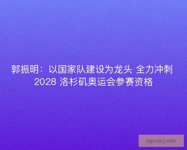 郭振明：以国家队建设为龙头 全力冲刺 2028 洛杉矶奥运会参赛资格